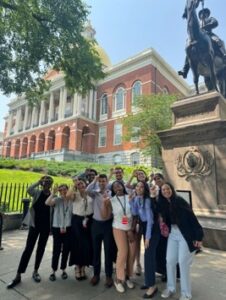 BCRP Residents in front of the prominent equestrian statue at the Massachusetts State House